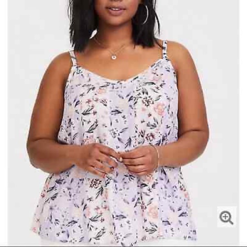 Torrid| 4 |Sophie Lavender Pink Floral Challis Swing Cami - Picture 7 of 8
